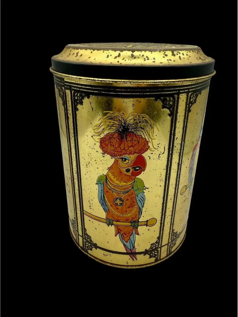 Retro Golden Nugget Casino Souvenir Tin: Gilded Cage Tropical Birds